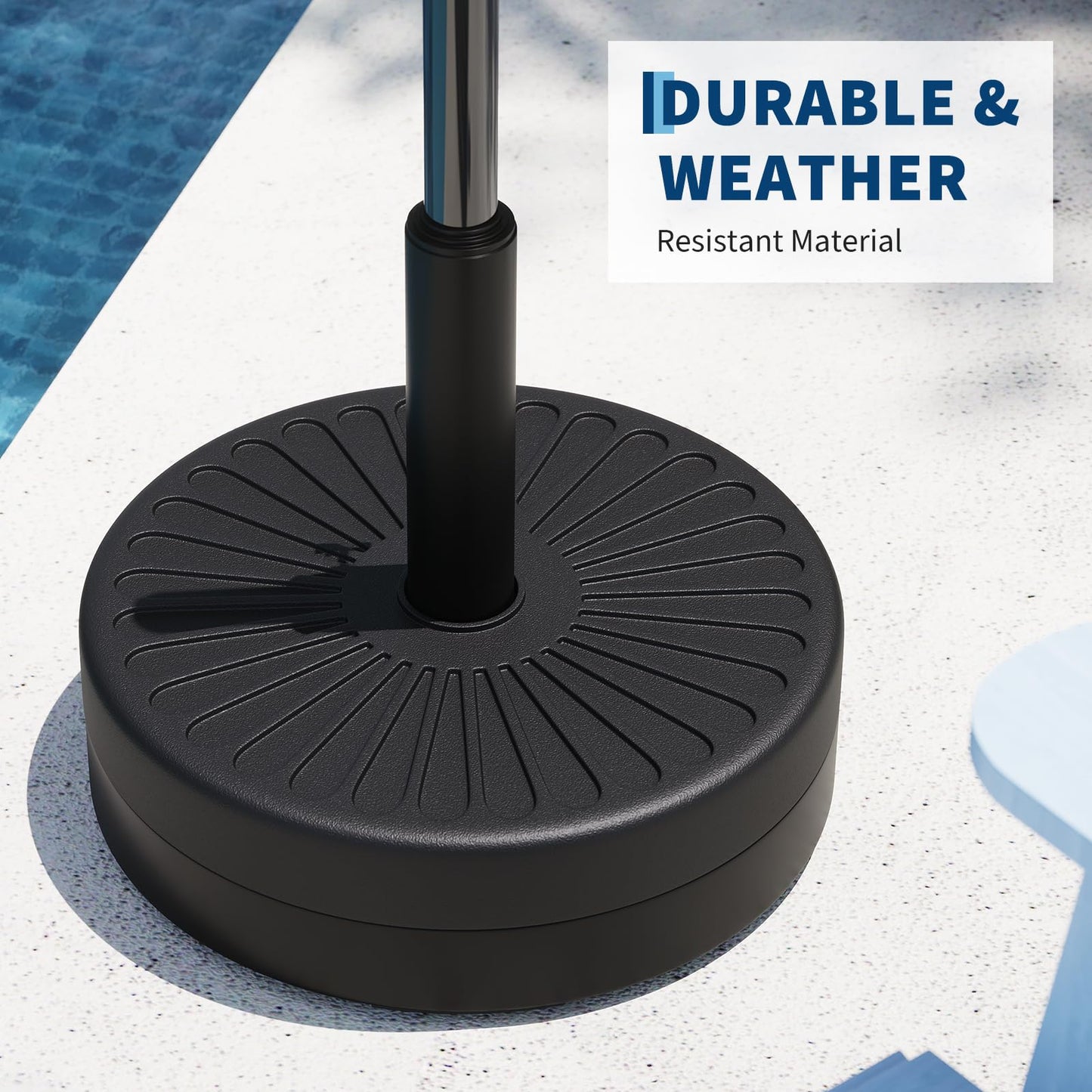 Garvee Patio Umbrella Stand, 20" 330LB Capacity Outdoor Umbrella Base with Adjustable Steel Pole Adapters Fits 1.5" to 2.1" Poles, Water/Sand Filled Market Umbrella Holder