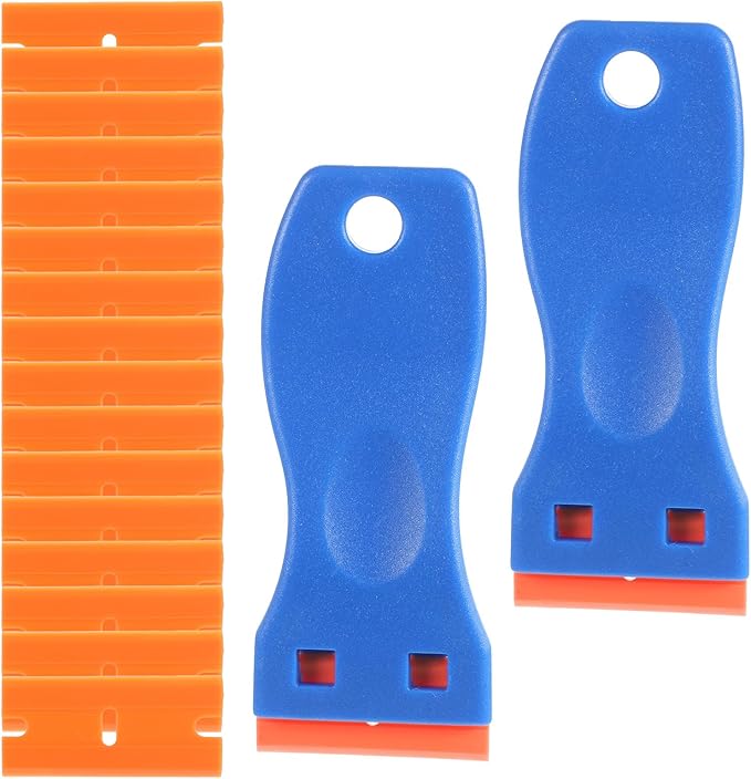 2Pcs Plastic Razor Blade, Plastic Scraper, No Scratches Scrapers Tool Remove Label Decal Tool, Cleaning Scraper Remover for Removal Floor, Decals, Paints