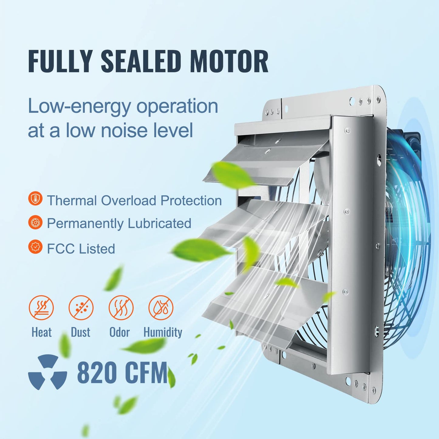 Vevor 36 Inch Shutter Exhaust Fan, Wall Mounted Attic Vent Fan With 11000 Cfm Airflow, Ac Motor, Heavy-Duty Steel Construction,