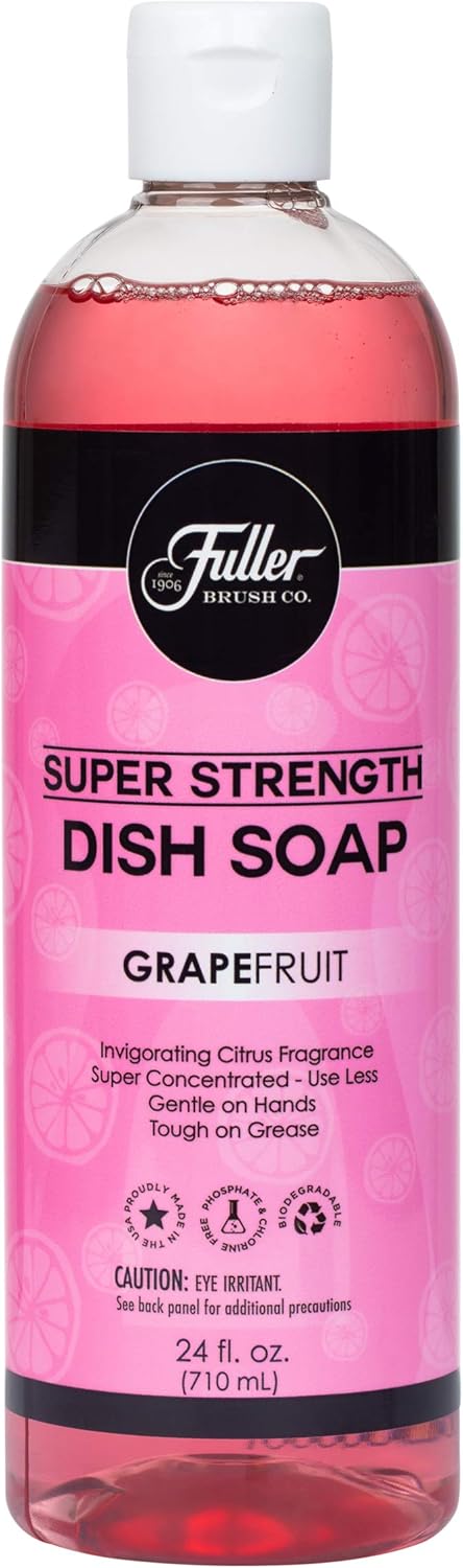 Fuller Brush Super Strength Dish Soap ? Economical ? Use Much Less ? For Dishes, Glasses, Silverware, Utensils, Pots, Pans, Countertops, Tables ? Invigorating Fragrance (Grapefruit) 6 Pack