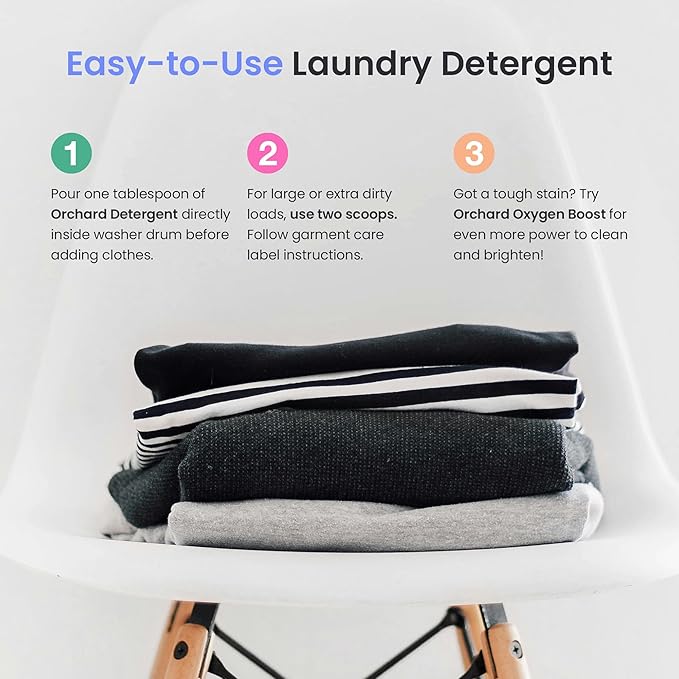 Orchard Laundry Detergent Powder Natural Deep Cleaning Laundry Powder for Sensitive Skin - Citrus - Plant Based Effective Ingredients - 56 Ounces - Enzyme-Powered, Eco Friendly Detergent