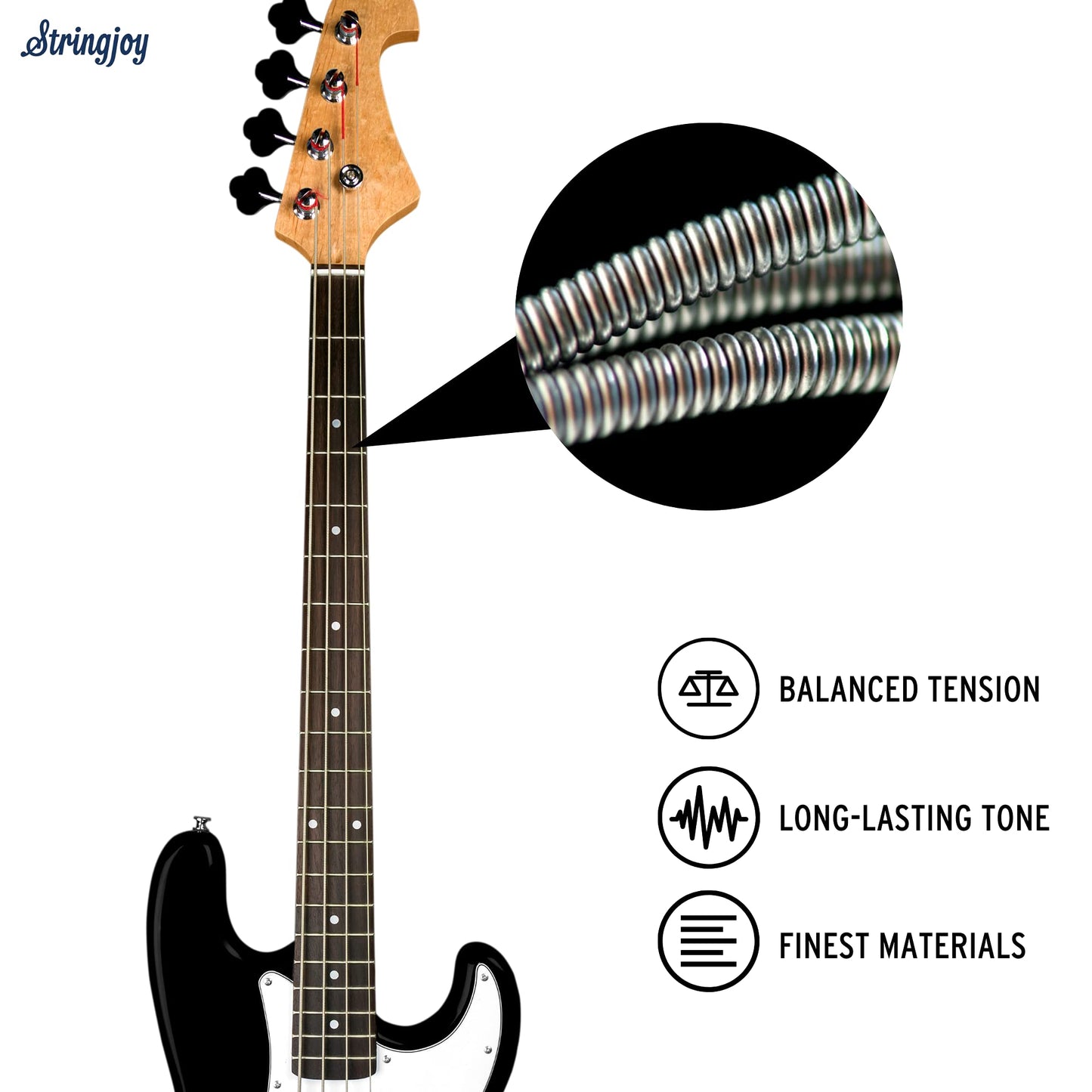 Stringjoy Signatures Nickel Wound Bass Vi Strings, 24-90 Balanced Medium Gauge, 6 String Electric Guitar Set, Optimal Tone And D