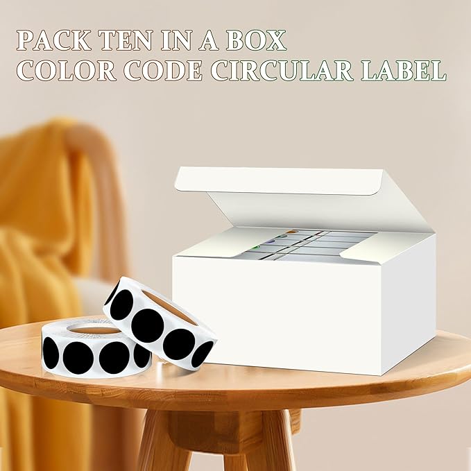 ‎‎WANSTE 10Rolls 10000PCS 0.75 Inch Small Black Sticky Tags, Permanent Sticky Dot Color Code Labels in Dispenser Box,Circle Blank Labels Total for Documents, Inventory,Calendars, CDs,Garage Sales