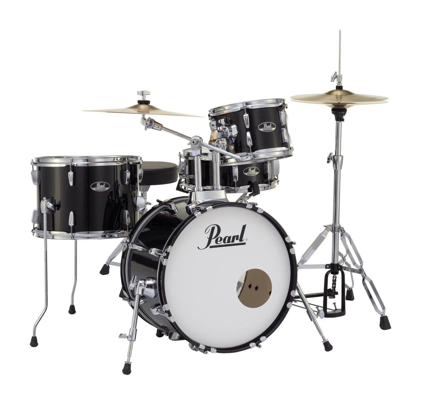 Pearl Roadshow Drum Set 4-Piece Complete Kit with Cymbals and Stands, Jet Black (RS584C/C31)