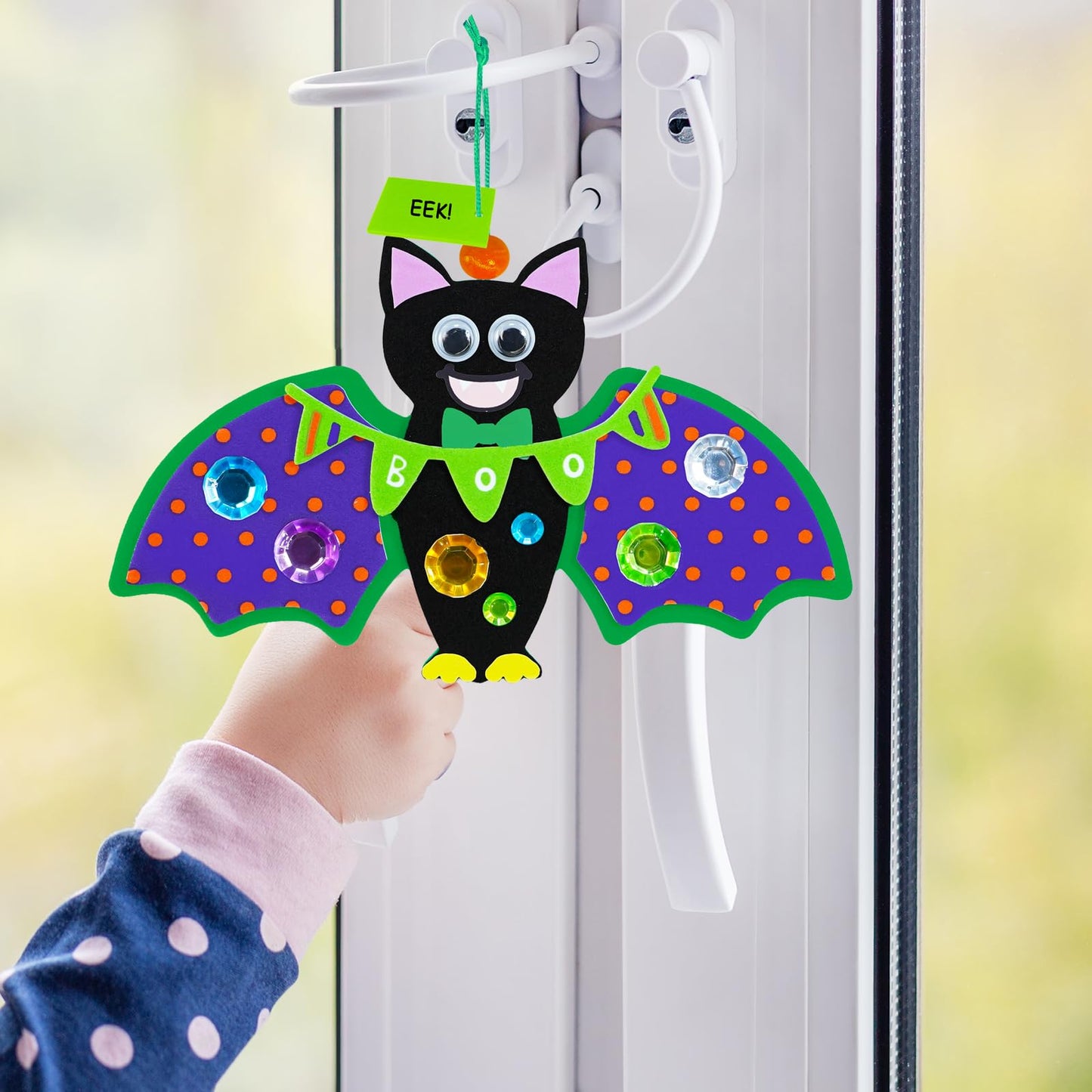 Winlyn 24 Sets Halloween Craft Kits Individual Fall Kids Craft Kits DIY Bat Ornaments Decorations Foam Bats Craft Kits Arts and Crafts for Kids Classroom Activities Party Favors