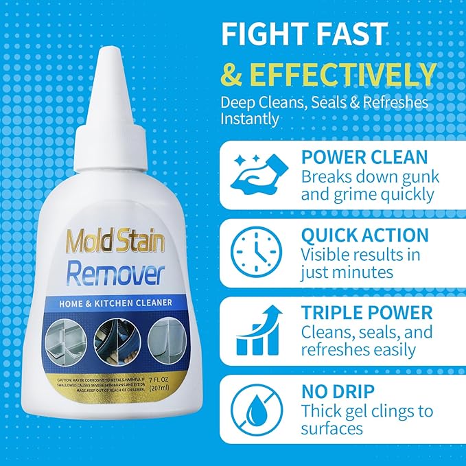 Home Remover Gel (7 Fl oz), Heavy Duty Stain Cleaner Washing Machine Cleaner for Washing Machine, Refrigerator Strips, Bathroom Grout, Sink, Shower, Caulk, and Front Loader Seal