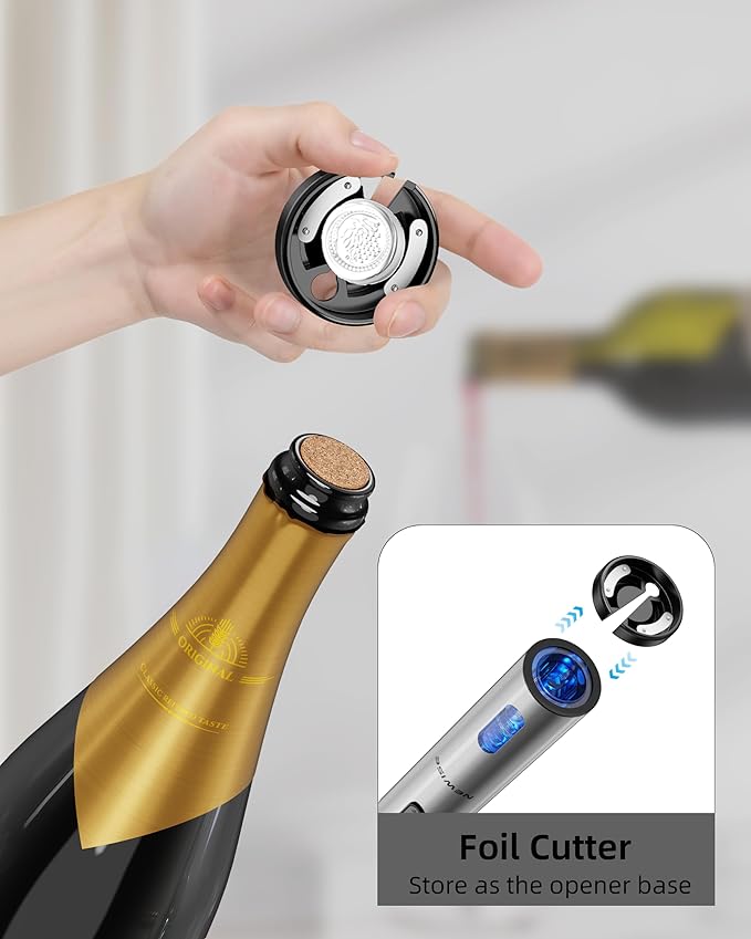 Rechargeable Electric Wine Gift Set: Wine Opener, Aerator, Vacuum Stoppers & Foil Cutter - Wine Lovers Gifts for Women Men - Christmas & White Elephant Gifts
