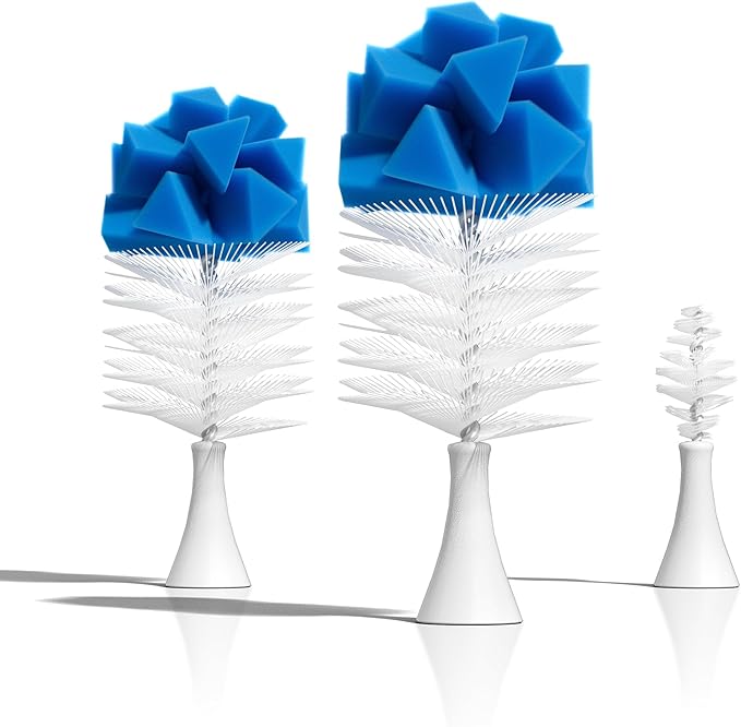 Bottle Brush Replacement Heads Compatible with Rechargeable Electric Bottle Brush Cleaner Set, for Baby Bottles/Pacifiers/Cups/Tumblers/Glass, 3 Packs, Blue
