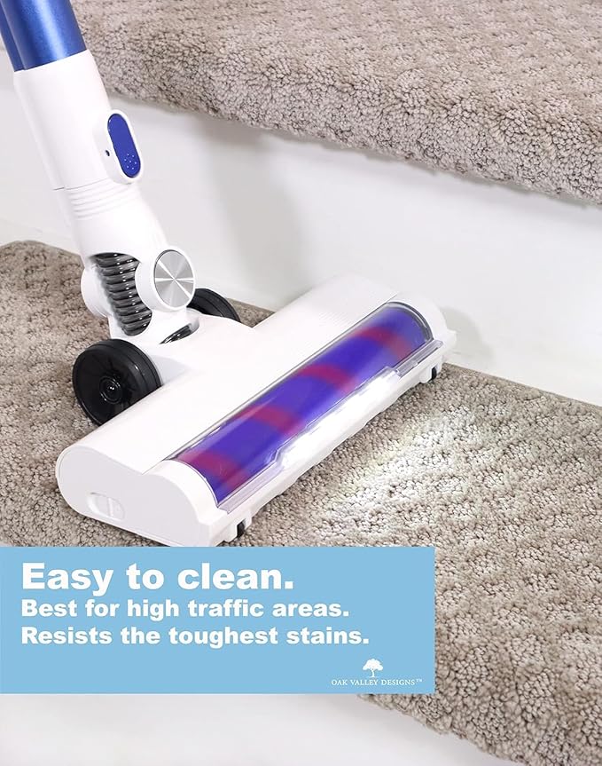 Oak Valley Designs™ Rounded Bullnose Carpet Stair Treads, Anti Slip Indoor Stair Mats for Wooden Stairs - Style: Bayside Charm, Light Grey 35" W X 9.75" D (Set of 14)