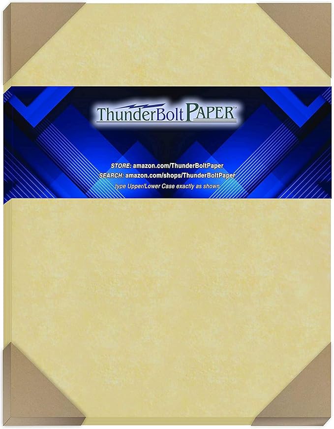 50 Gold Parchment 65lb Cover Weight Paper 8.5 X 11 Inches Cardstock Colored Sheets Letter Size -Printable Old Parchment Semblance
