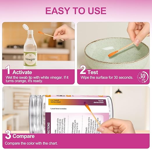 AAwipes Lead Test Kit 80 Swabs Enhanced Lead Testing Formulation at Home Lead Paint Test Kit Testing for Dishes Paint Cups Ceramics and All Surfaces - Quick Results in 30s Lead Detector (80)