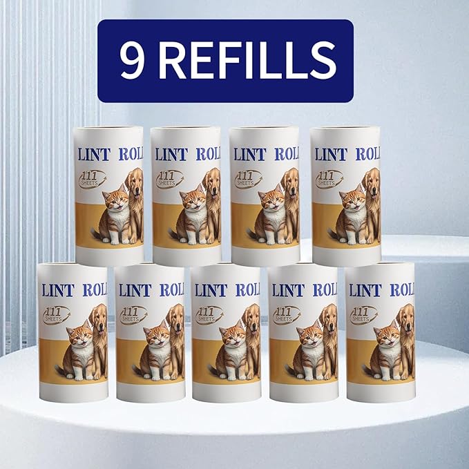 Lint Roller Refills Only, 999 Sticky Sheets Mega Value Set, Lint Roller Refill for Pet Hair Removal on Clothes, Furniture, Carpet, Dog Cat Hair