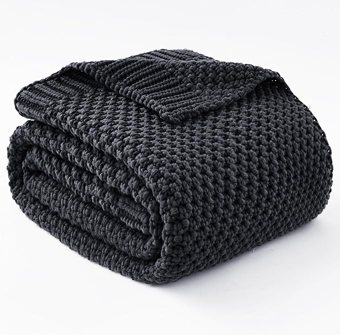 Topcee Knitted Weighted Blanket - 50"x60" 7lbs Cooling Chunky Knit Heavy Blanket for Adults Cable Yarn Knit Decorative No Beads Soft, Cozy and Cooling Weighted Throw Blankets Machine Washable