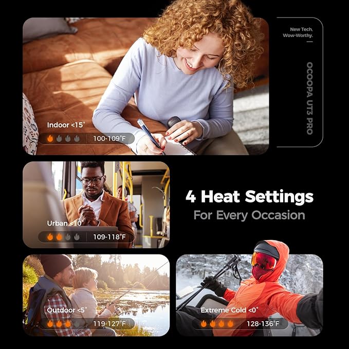 OCOOPA AI Smart Magnetic Double-Sided Heating Hand Warmers Rechargeable 2 Pack,10000mAh Electric Heater, Larger Warming Surface, 4 Heat Levels, Max 136°F, Men Gifts for Christmas,UT3 PRO
