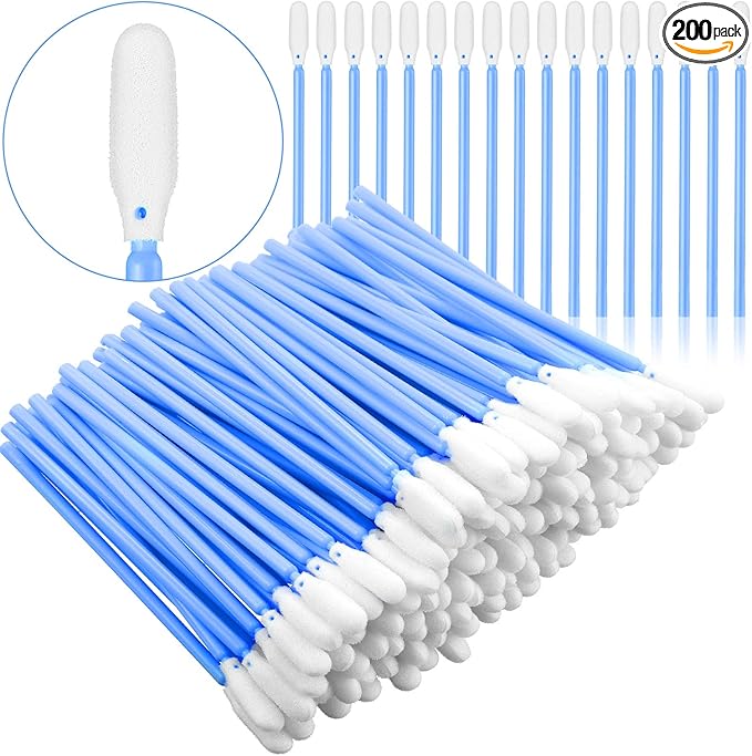 200 Pieces Foam Swab Cleaning Swab Foam Tips Sponge Stick for Inkjet Printer Print Head Camera Optical Lens Optical Equipment (Blue)