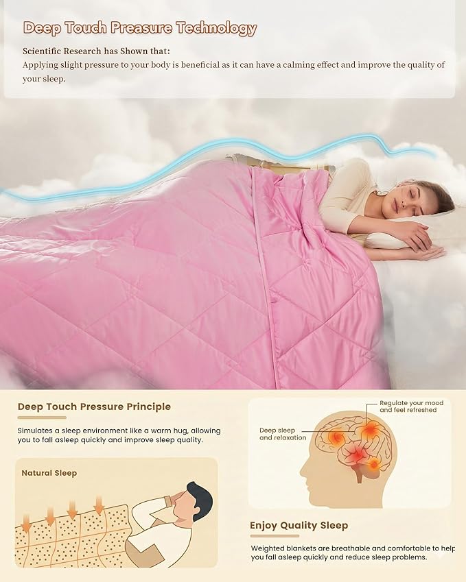 L'AGRATY King Size Weighted Blanket for Adults 25lbs, 88"x104" — Cooling Breathable Heavy Blanket with Glass Beads for Sleeping Perfect for Hot Sleepers & Couples Machine Washable All-Season Pink