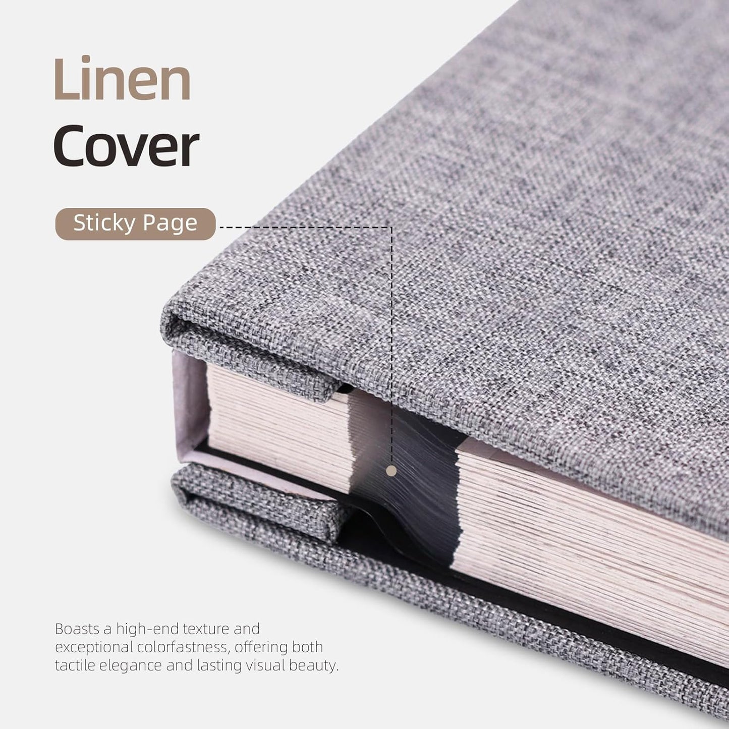 Vienrose Photo Album Self Adhesive 4x6 5x7 3x5 8x10 10x12 Scrapbook Album DIY Scrap Book with A Metallic Pen (13"x12.6" 60 Pages, Grey)