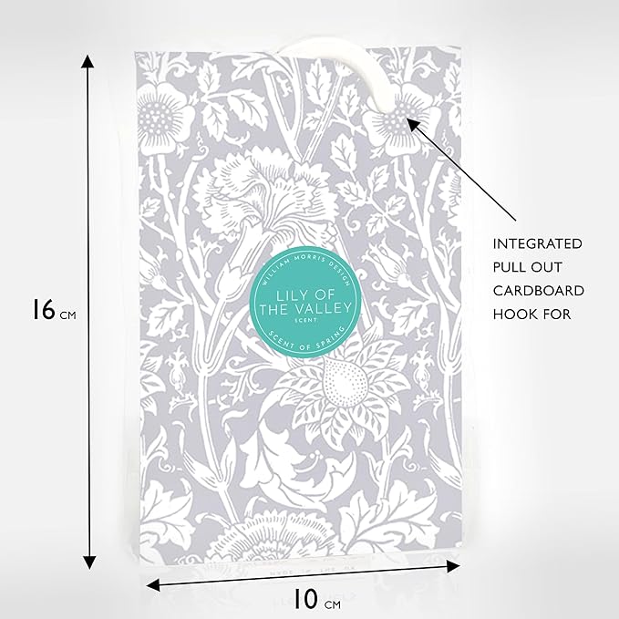 The Master Herbalist Scented Wardrobe Freshener Sachets in a William Morris Design. Available in Lavender, Sandalwood, Rose, Lily and Lilac (Lily of The Valley, Pack of 2)