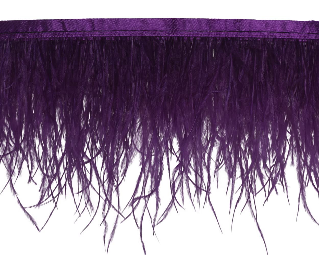 Ostrich Feathers Sewing Fringe Trim Ribbon for Crafts Clothes Accessories Latin Wedding Dress DIY 2-5 Yards 3-4inch Width (5 Yards, Purple)