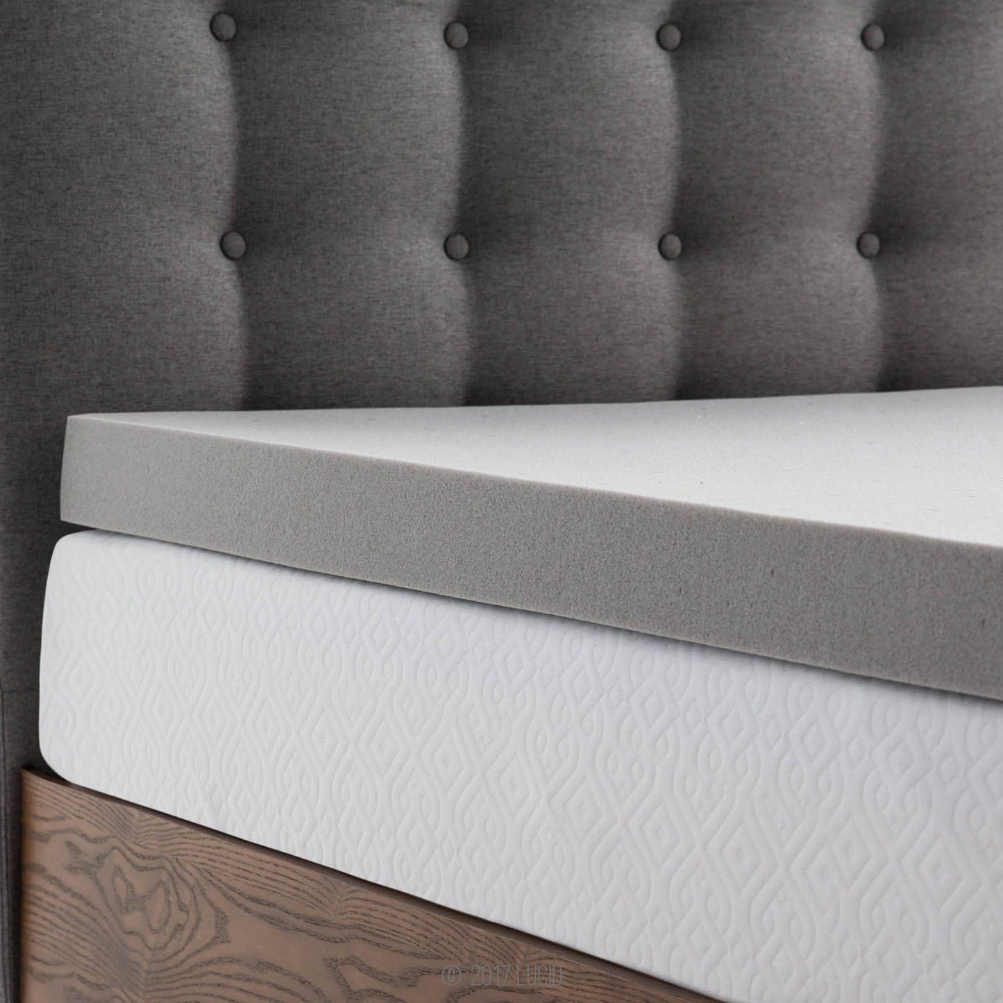 Lucid 3 Inch Ventilated Bamboo Charcoal Memory Foam Mattress Topper, CertiPUR-US Certified, Moisture and Odor Control-Full