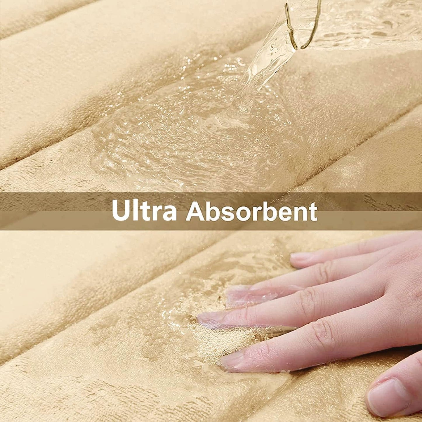 Buganda Memory Foam Bath Mat, 35.4" x 24", Ultra Soft and Non-Slip Bathroom Rugs, Water Absorbent and Machine Washable Bath Rug Runner for Bathroom, Shower, and Tub, Gold