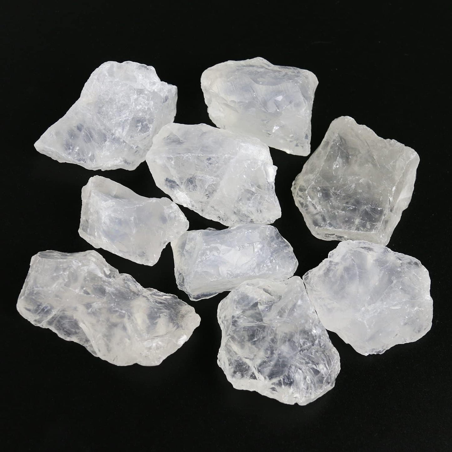 Nvzi Clear Quartz Crystal Bulk, Raw White Quartz Crystal Stones for Wicca, Reiki, and Energy Healing Crystals, Witchcraft Supplies, Rocks for Tumbling, Calcite Crystal, Hypnotic Gems(1 Lb)