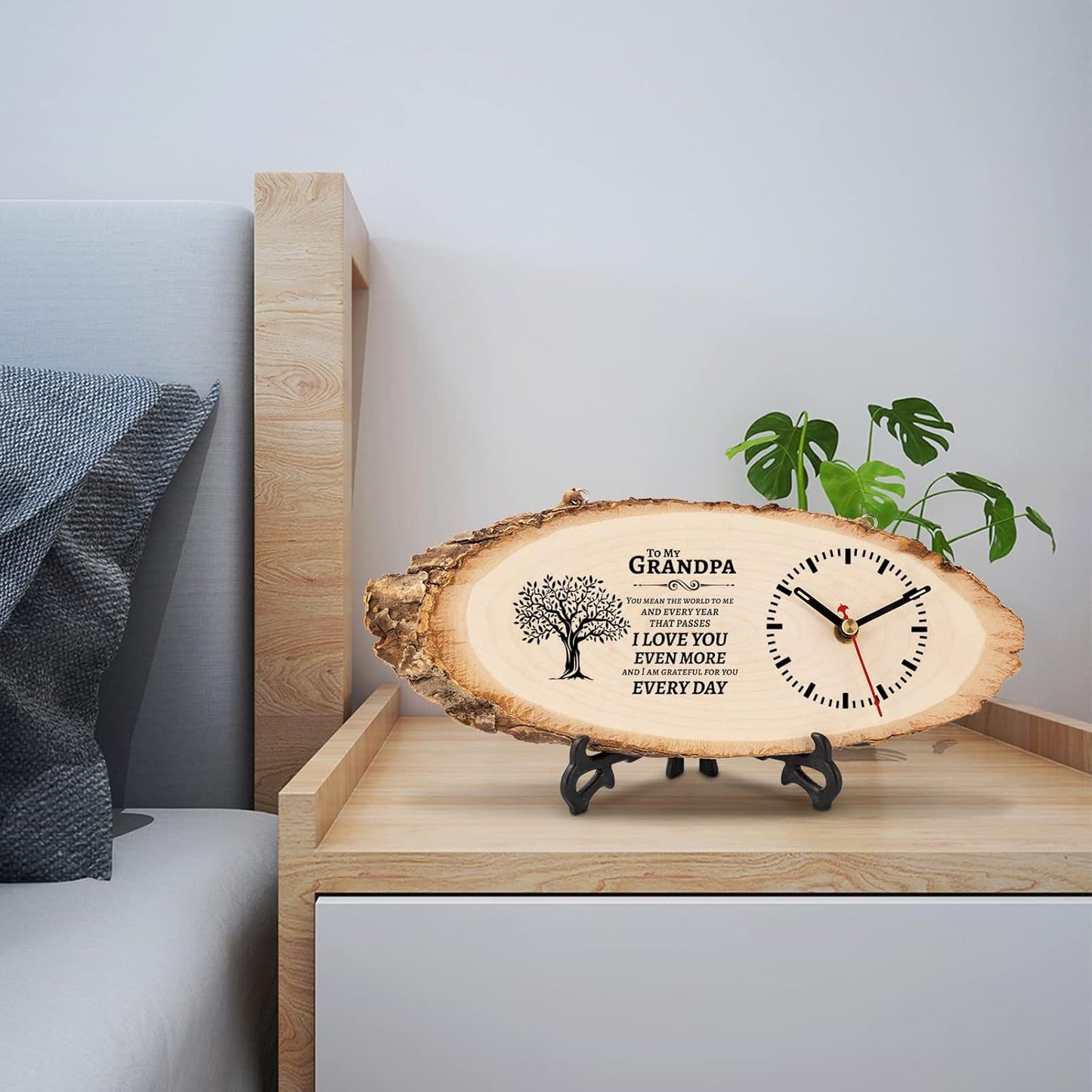 BeauGift Grandpa Gifts, Christmas Wooden Clock Birthday Gifts for Granddad from Grandkid Grandson Best Grandfather Ever Gifts to My Gramps Pops Opa Granddaddy