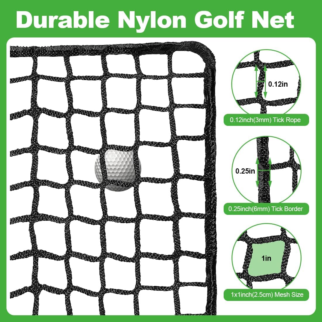 Golf Practice Net, 12X12ft /12X15ft/12X20ft Golf Hitting Hanging Kit, Sports Practice Barrier Net for Backyard and Garage, Indoor/Outdoor DIY Sports Netting for Baseball, Hockey, Soccer