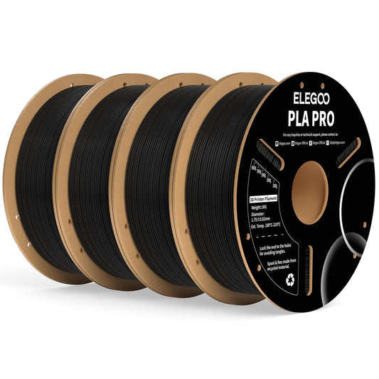 ELEGOO PLA PRO Filament 1.75mm Black 4KG, 30-250mm/s Printing Speed Improved Rigidity 3D Printer Filament Dimensional Accuracy +