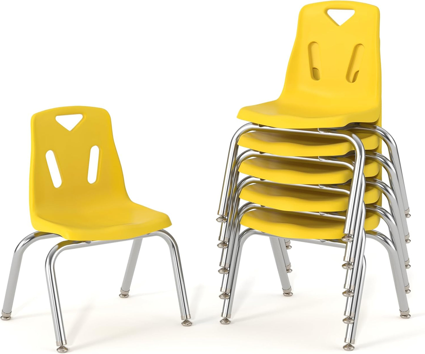 Berries Jonti-Craft 8144JC6007 Stacking Chairs with Chrome-Plated Legs, 14" Height, Yellow, Pack of 6