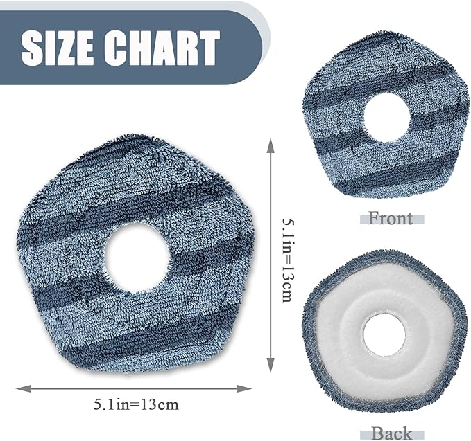 6 Pack Replacement Mop Pads Compatible With Eufy X10 Pro Omni X9 Pro Robot Vacuum Self-Empty Station, Wet Mopping Pads Accessory Cleaning Pad Parts