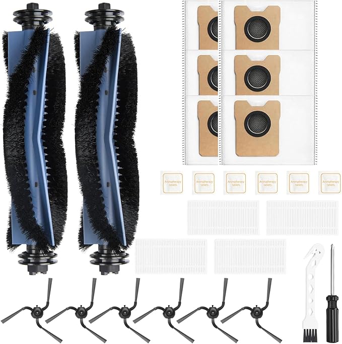 C10 Replacement Part Compatible with Eufy C10 Robot Vacuum，26 Pack Accessories Kit Included 2 Mainbrush 4 Filter 6 Dust Bag 6 Sidebrush 1Cleaning Brush 1Screwdriver,6Scented Stick