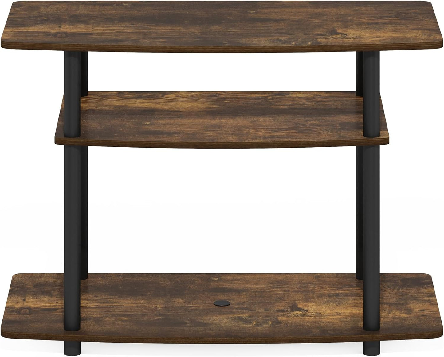 Furinno Turn-N-Tube No Tools 3-Tier TV Stands, Amber Pine/Black