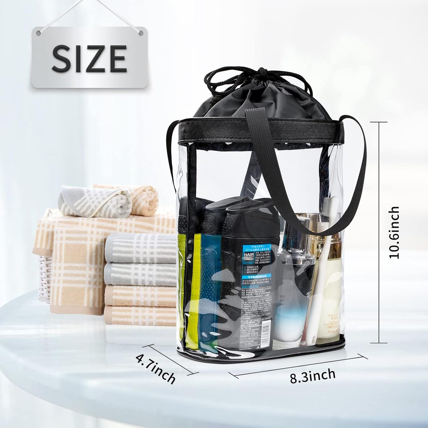 Clear Toiletry Bag, Travel Toiletry Bag for Women, TSA Approved Claer Bag, Waterproof Clear Makeup Bag Cosmetic Pouch, Transparent Makeup Organizer, Carry on Airport Airline Compliant