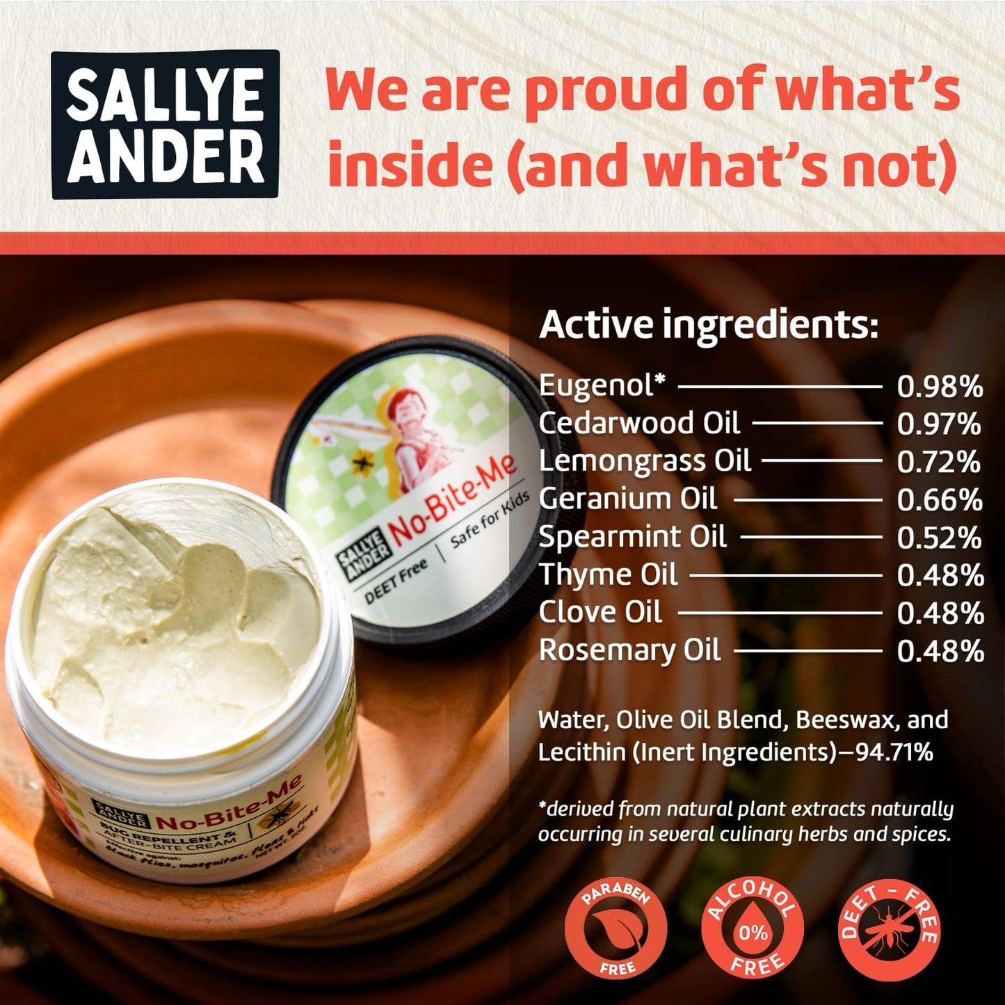 SALLYEANDER No Bite Me All-Natural Bug & Insect Repellent - Anti Itch Cream - 8 oz - Safe for Kids and Infants - Repels Mosquitoes, Black Flies, Fleas, and Ticks