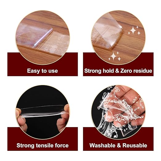 PATIKIL Double Sided Tape Heavy Duty, Transparent Nano Adhesive Mounting Tape for Picture Hanging Walls Decor, 1 Roll 3 Meterx15mmx1mm Strip & 200 Pcs 8mmx1mm Circle
