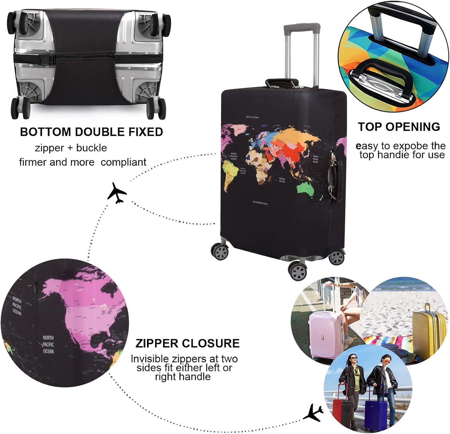MosaiRudo Thicker Luggage Cover Elastic Suitcase Cover Protector Fits 18-32 Inch Suitcase Travel Accessories (TKM0099, S)