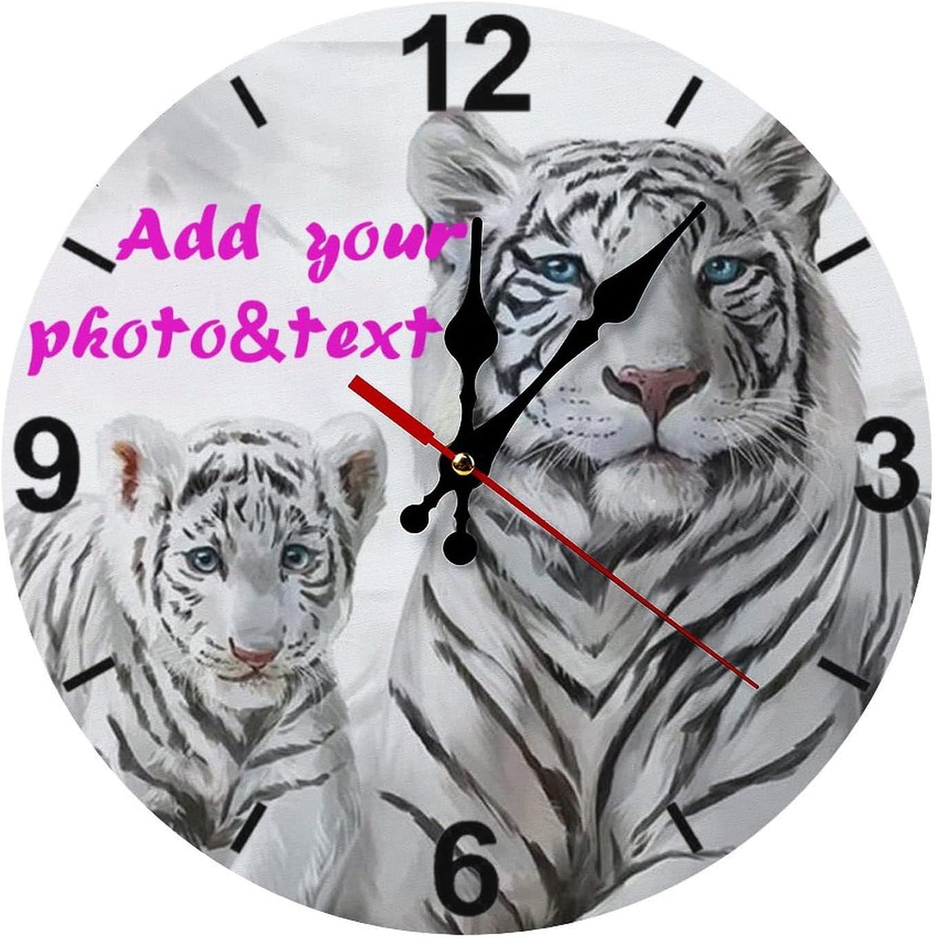 Custom Wall Clock,Personalized Wood Clock add Your Photo/Text,Customizable Silent Round Decoration for Kitchen Bathroom 12inch style3