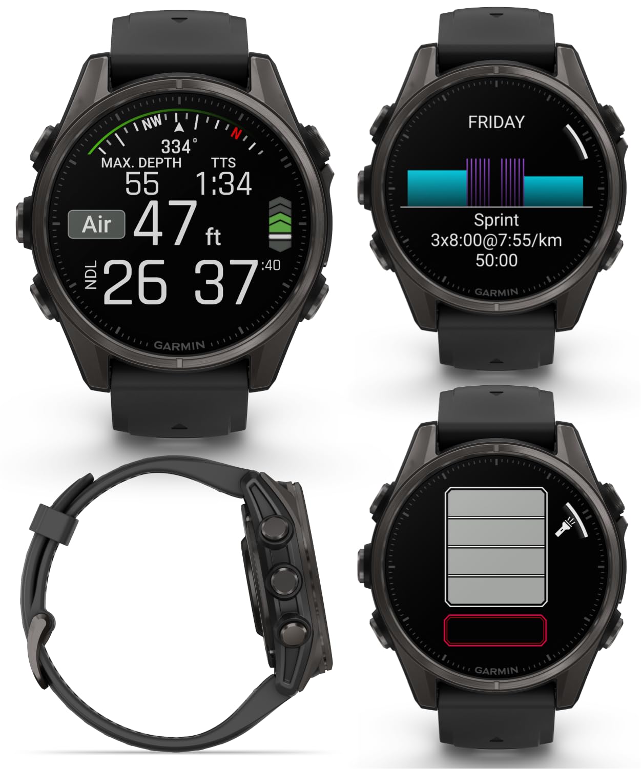 Garmin Fenix 8 - 43 Mm Sapphire, Amoled Multisport Gps Smartwatch, Carbon Gray Dlc Titanium With Black/Pebble Gray Silicone, Bui