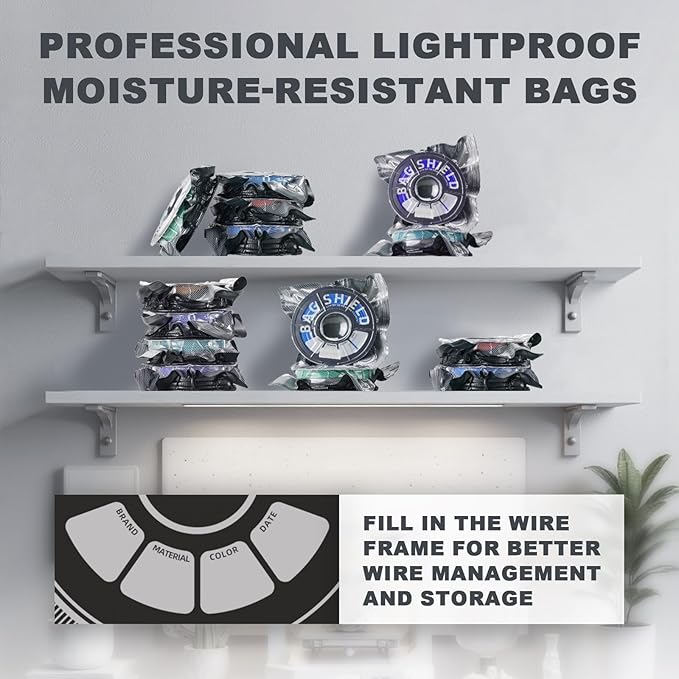 Vacuum-Sealed 3D Printing Filament Bags, 25 Packs Lightproof Vacuum Storage Bags, Moisture-Proof 3D Printer Filament Bags, Sorting & Storage of Various Filament with Desiccant