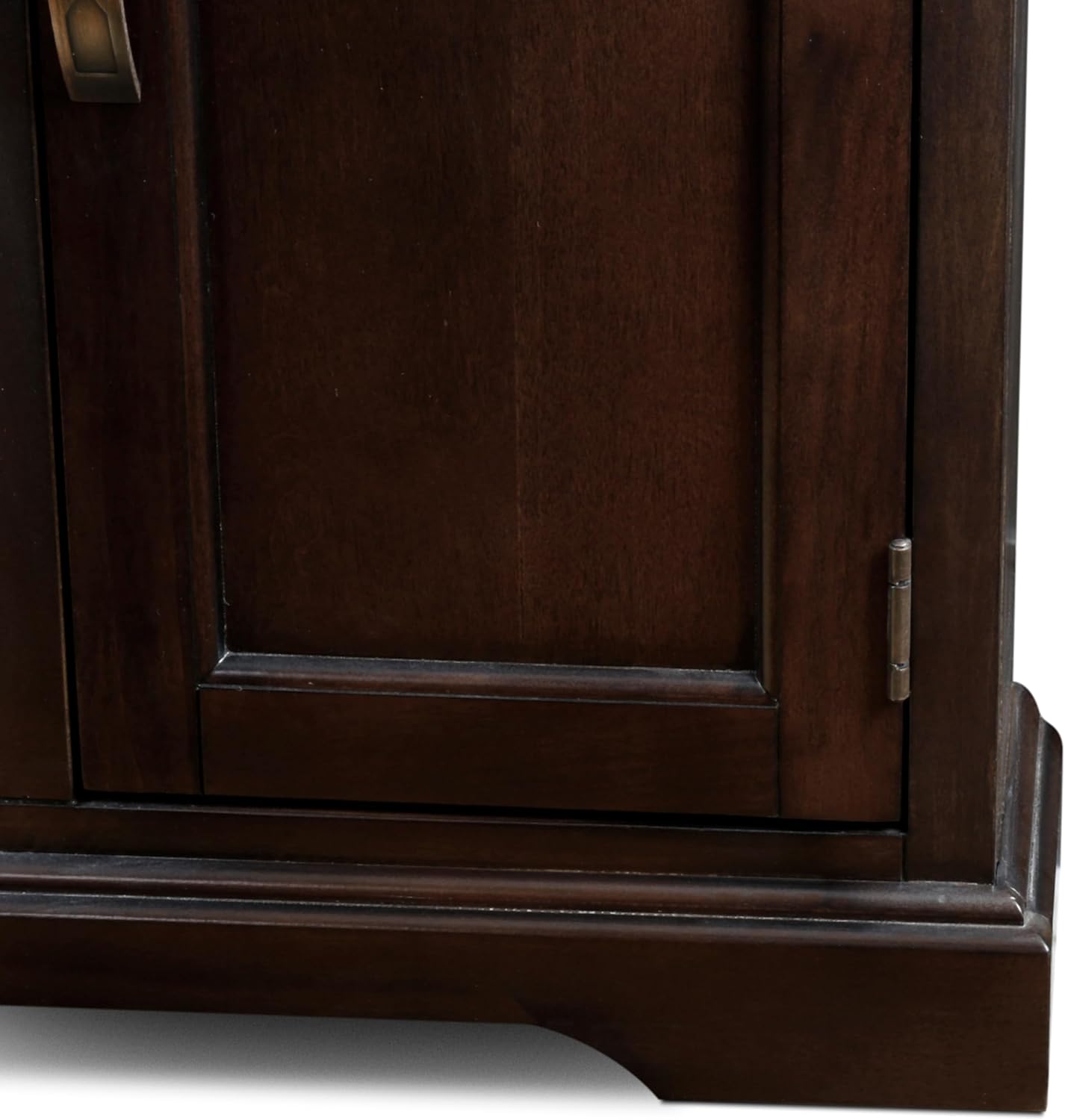 Leick Home 81360 Iverson Three Door TV Stand for 65 Inch TVs, 60 Inch, Chocolate Cherry Brown, Hardwood with Bronze Glass, Adjustable Shelves, Wood Entertainment Console