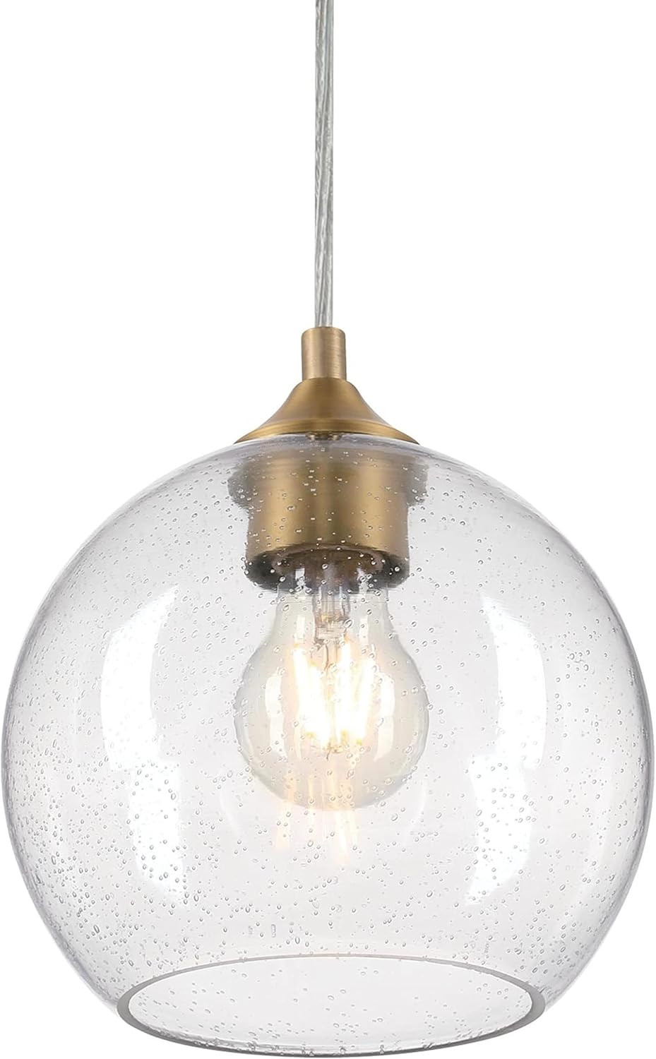 Westinghouse 6130600 Tatze Contemporary One Light Indoor Mini Pendant, Brushed Brass Finish, Clear Seeded Glass