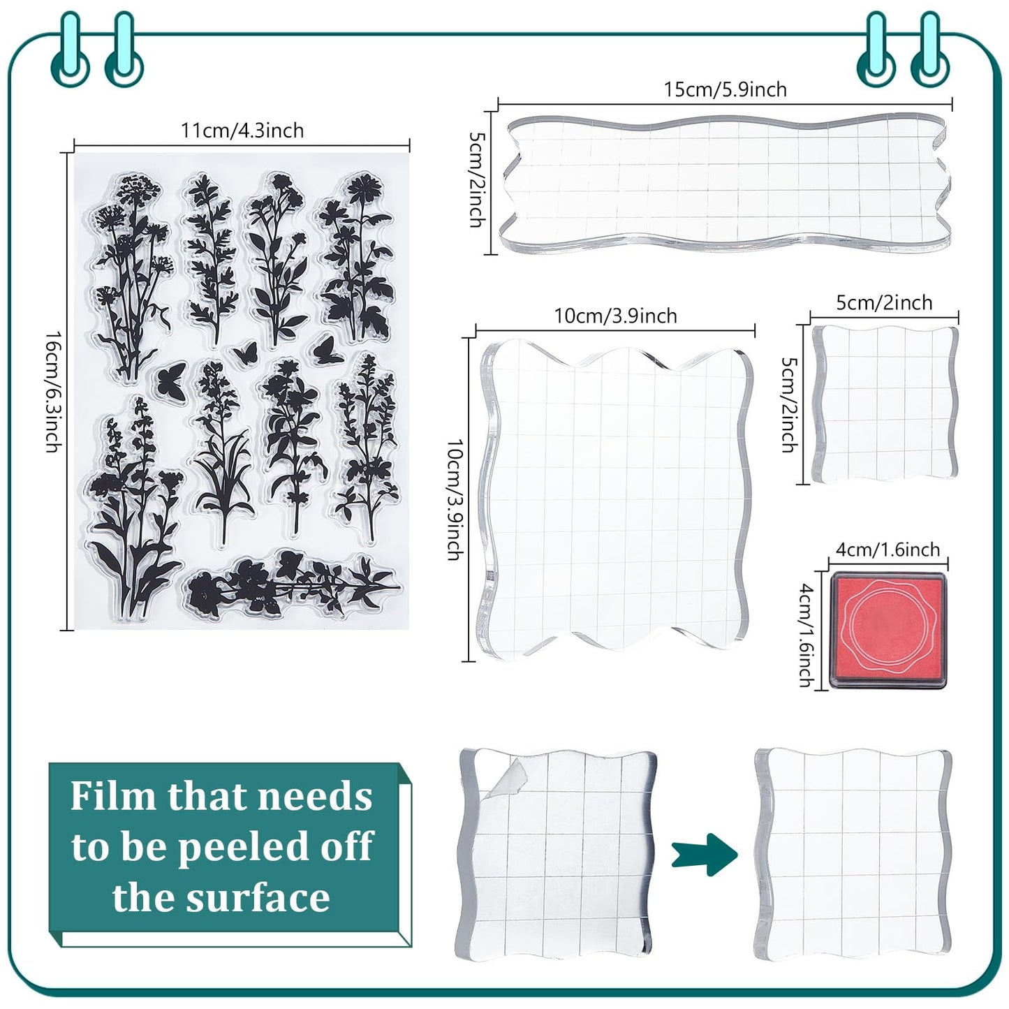 GLASSWINDS 29 Pcs Acrylic Stamps for Crafting Card Making Supplies Set Include 3 Acrylic Clear Stamp Blocks, 6 Clear Silicone Stamps Seals, 20 Craft Ink Pads Stamp for DIY Scrapbooking Journal
