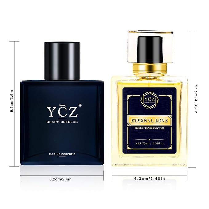 Ycz Cologne for Men Set, 1.7oz(50ml) Bottled Marine Perfume & Carnival Men Perfume, Long Lasting Spicy Wood Fragrance, Elegant Unique, Sleek Bottle Design for Christmas Gifts Ideal
