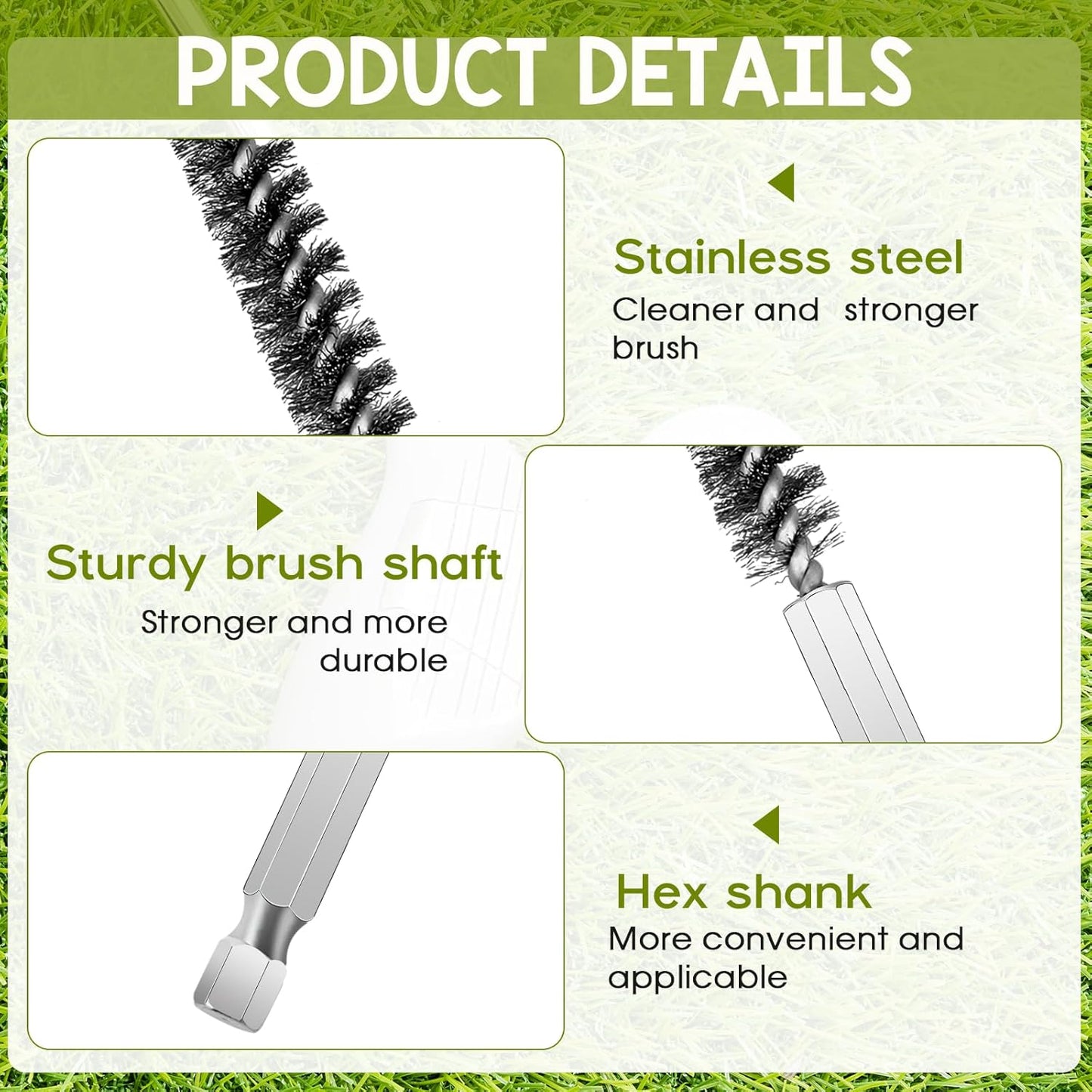Bewudy 2 Pcs Golf Clubs Head Hosel Brush, Stainless Steel Golf Club Head Hose Brush, Wire Bore Brush Hex Shank Handle Electric Drill Wire Brush for Deeply Clean in Golf Club Hosel Holes