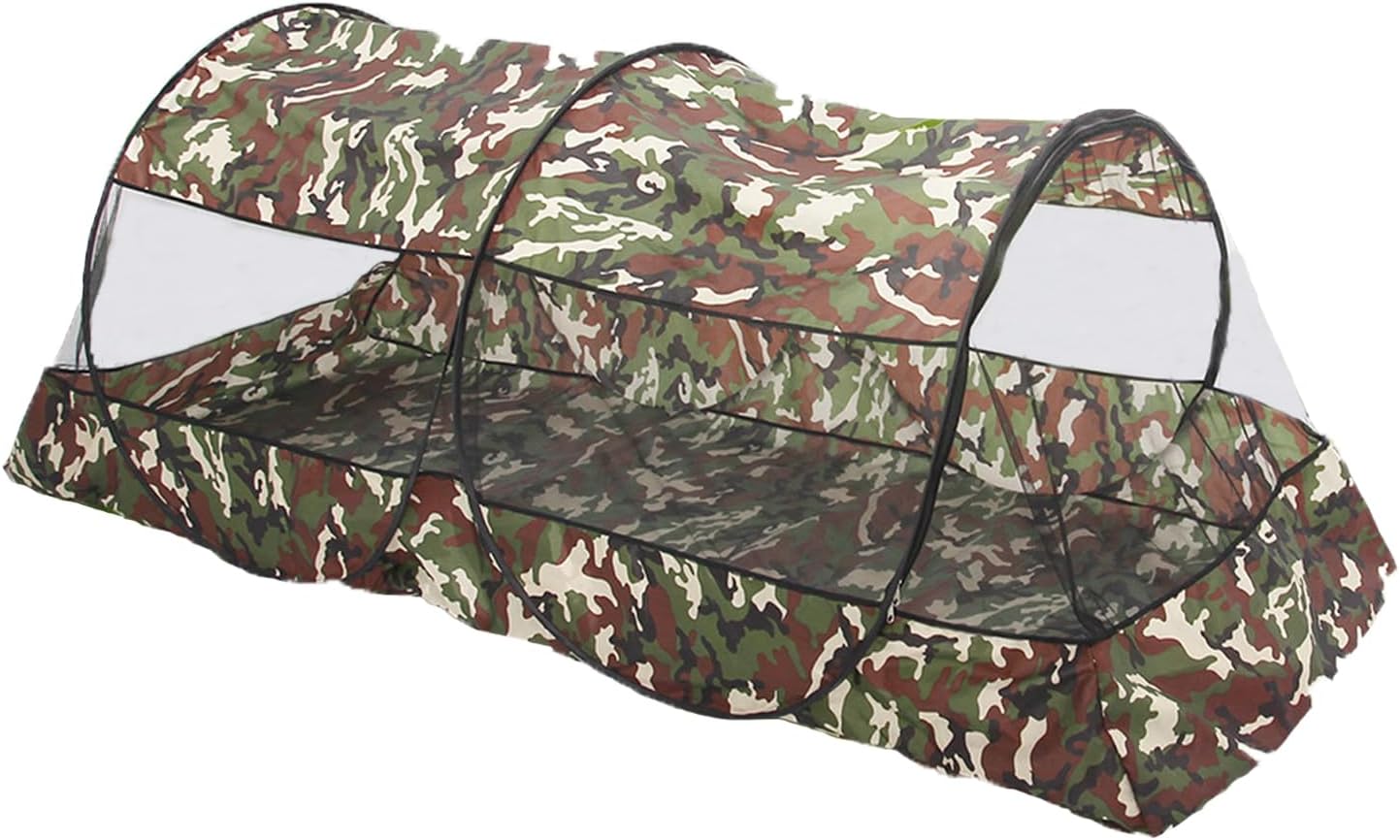 CMINGJ Portable Mosquito Net Foldable Pop-Up Travel Mosquito Net for Bed Free Installation-Suitable for Baby Adults Bedroom, Camping, nap, Patio (Extra Large-Bottom Zipper(Camouflage))