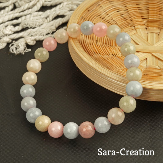 sara creation Aquamarine Stone Bead Bracelet - Adjustable Natural Gemstone Bracelets - Healing For Girl Women Men