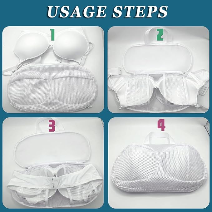2 Pack Large Bra Laundry Bags for Washing Machine, Lingerie Bag for Washing Delicates Underwear Brassiere, Bra Washer Protector for Laundry (White 2 pack)