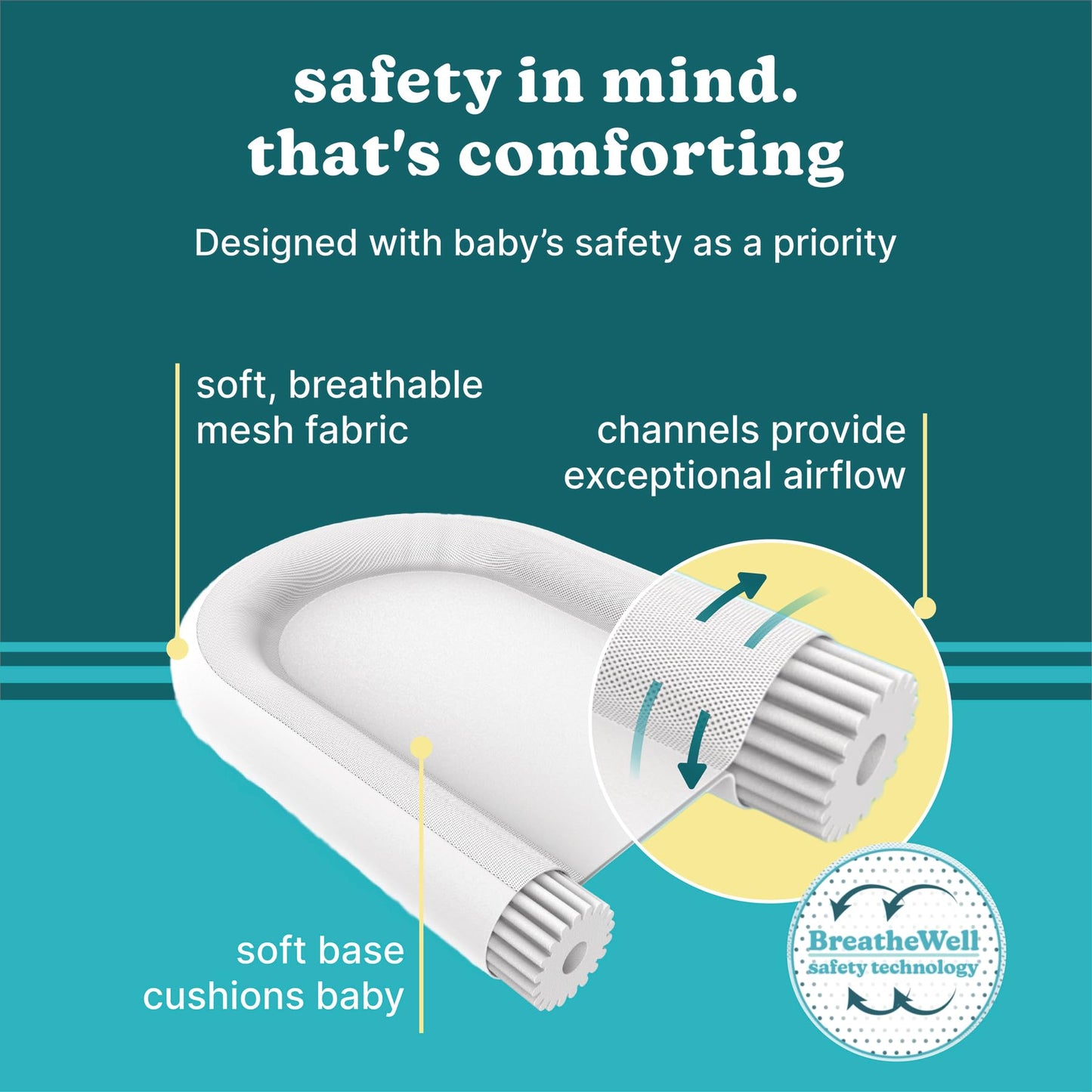 MyBaby 3-in-1 Calming Baby Cushion, Soothing Comfort for Newborns & Infants, Snuggling Sensation, Sound and Vibration, Designed for Safety, Rechargeable & Machine-Washable, by Homedics, Coral