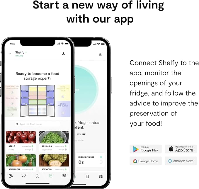 SHELFY Smart Refrigerator Device | Extends Food Freshness and Reduces Food Waste | Removes Bad Odors | IoT Technology | Photocatalytic and Washable Filter | USB-C Charging